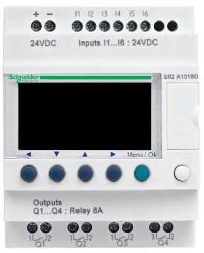 Schneider Electric compact smart relay Zelio Logic - 10 I O - 24 V DC - no clock - display SR2A101BD