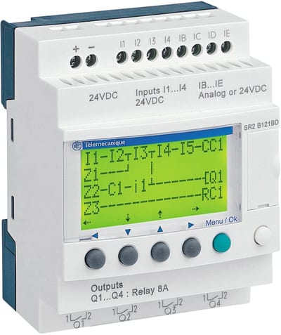 Schneider Electric compact smart relay Zelio Logic - 12 I O - 24 V DC - clock - display SR2B121BD