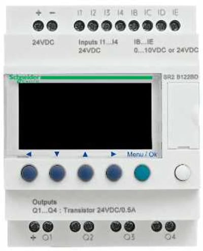 Schneider Electric compact smart relay Zelio Logic - 12 I O - 24 V DC - clock - display SR2B122BD