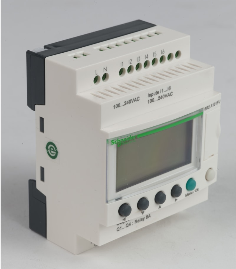 Schneider Electric compact smart relay Zelio Logic - 10 I O - 100..240 V AC - no clock - display SR2A101FU