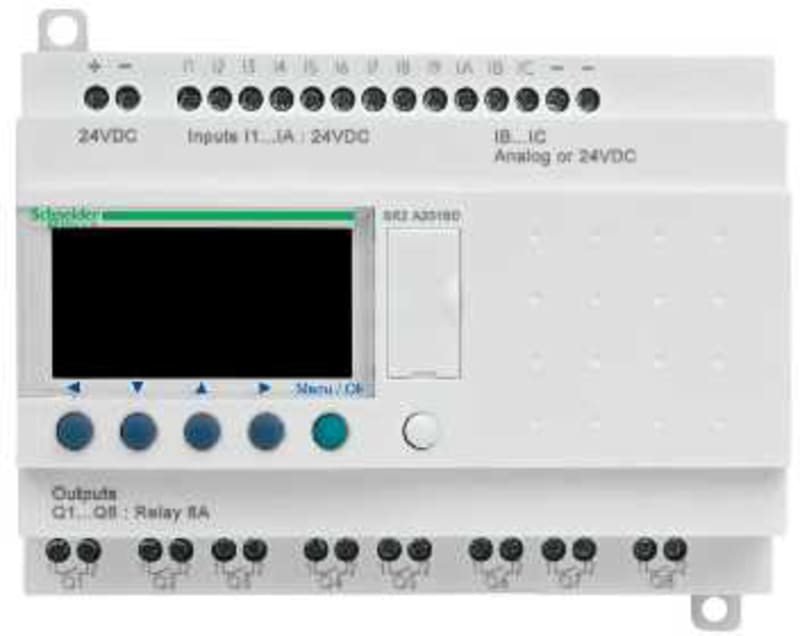Schneider Electric compact smart relay Zelio Logic - 20 I O - 100..240 V AC - no clock - display SR2A201FU