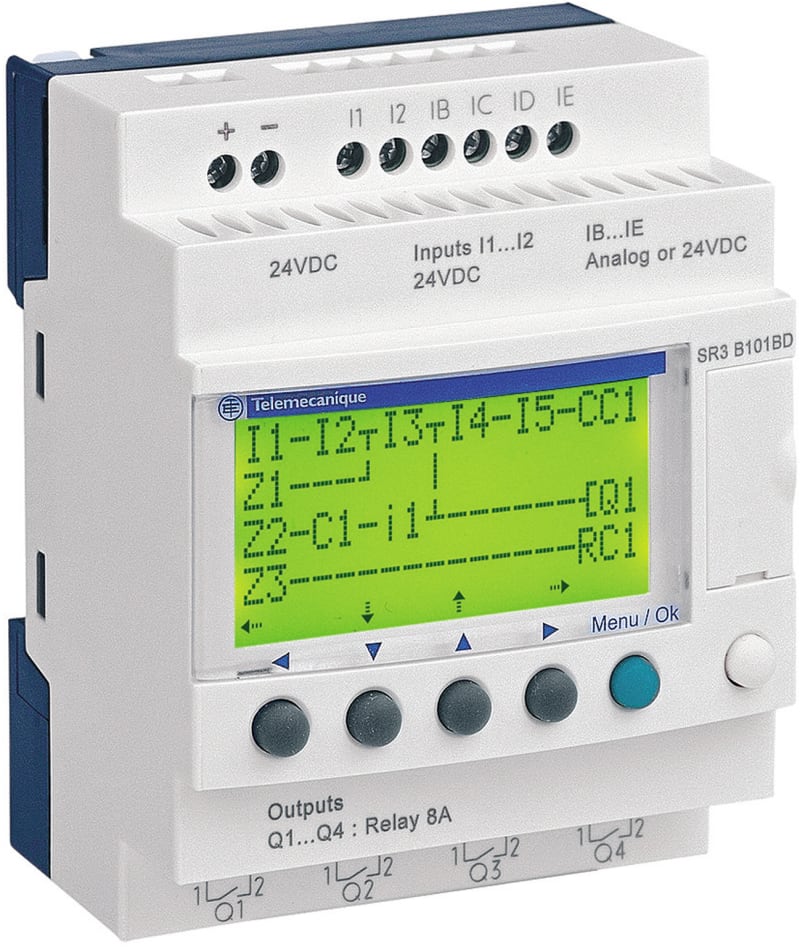 Schneider Electric modular smart relay Zelio Logic - 10 I O - 24 V DC - clock - display SR3B101BD