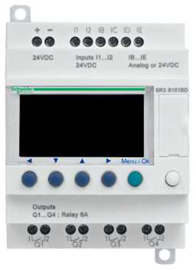 Schneider Electric modular smart relay Zelio Logic - 10 I O - 24 V DC - clock - display SR3B102BD