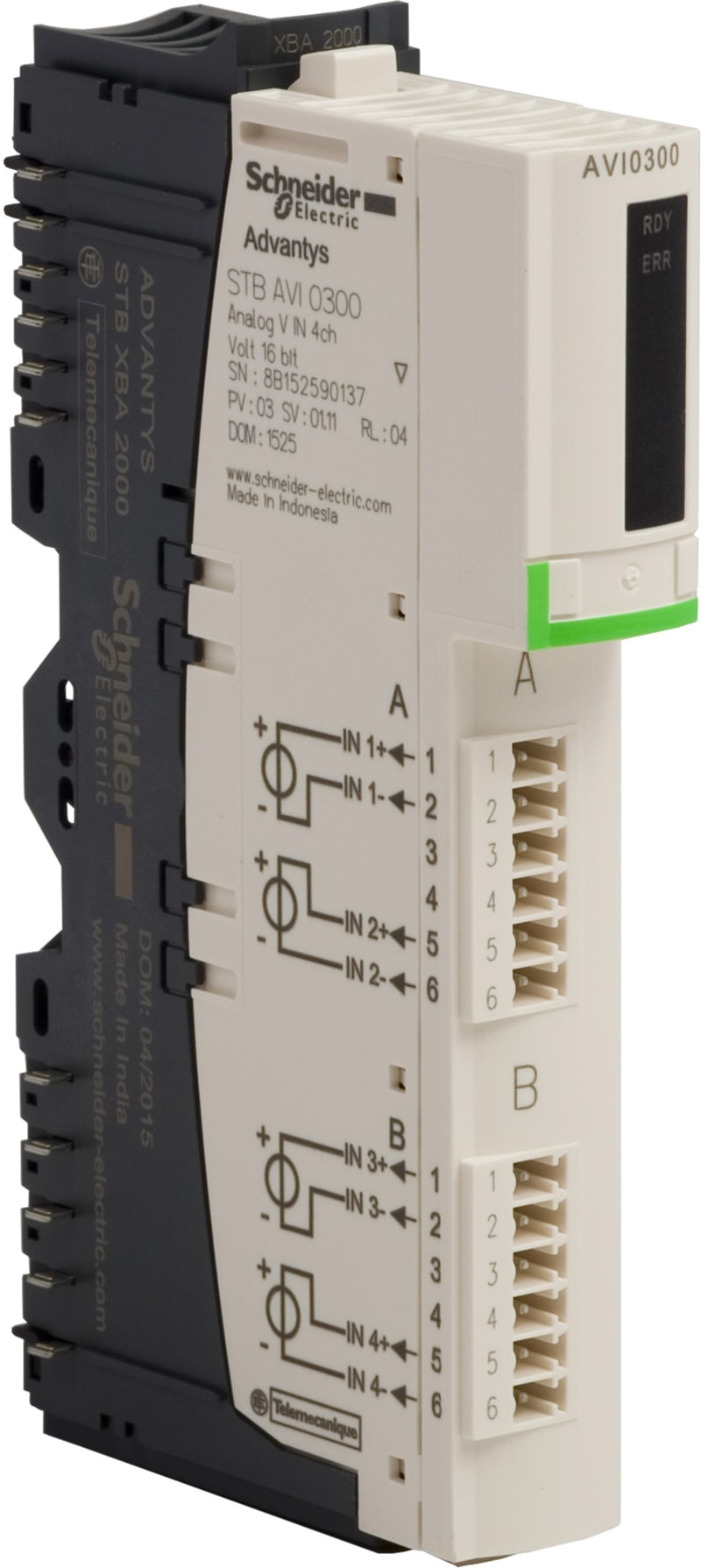 Schneider Electric standard analog input kit STB - +/- 10 V - 4 I - 15 bits + sign STBAVI0300K
