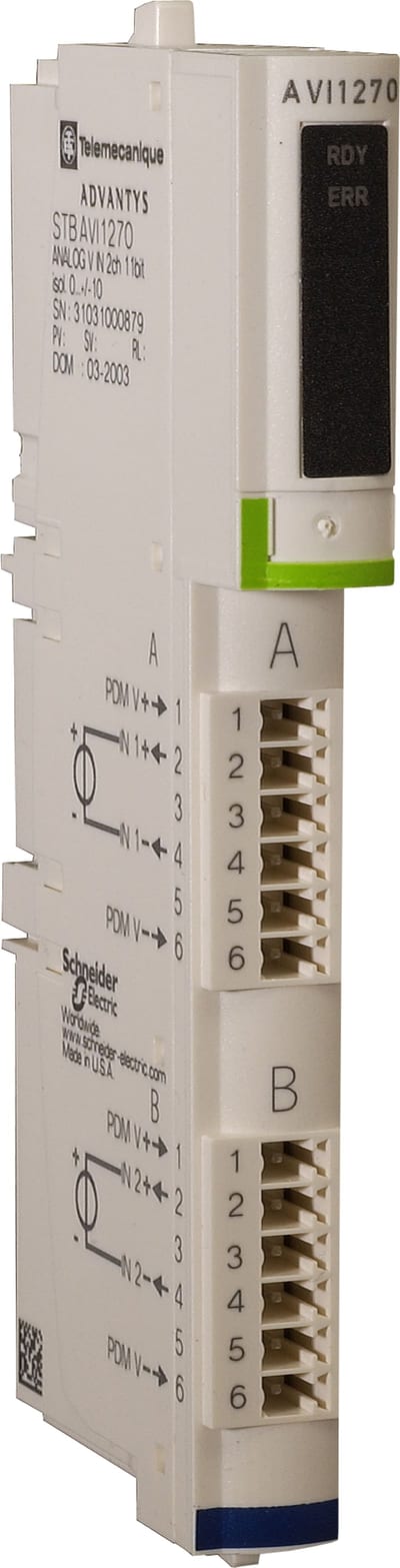 Schneider Electric standard analog input kit - Modicon STB - +/- 10 V - 2 I -11 bits + sign STBAVI1270K