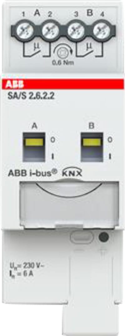 ABB SA/S2.6.2.2 KNX Switch Actuator, 2-Channel, 6 A, AX Load