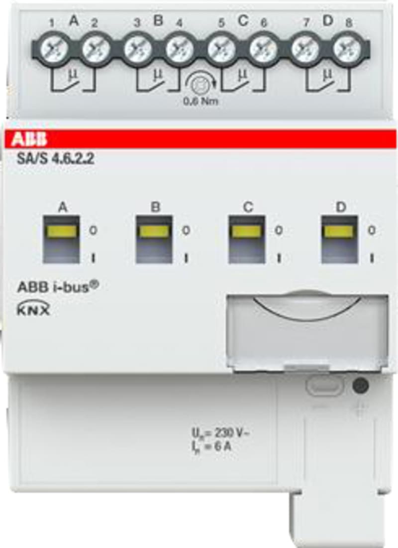 ABB SA/S4.6.2.2 KNX Switch Actuator, 6 A, 4-Channel, AX Load