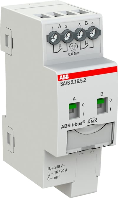 ABB KNX Switch Actuator 2-Channel, 16 A AC3 C-Load, DIN Rail