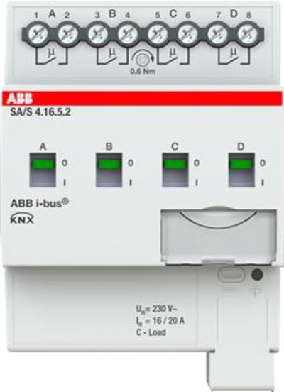 ABB SA/S4.16.5.2 KNX Switch Actuator 4-Channel 16A, AC3 Load