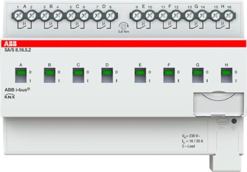 ABB SA/S8.16.5.2 KNX Binary Output Switch Actuator 8-Channel, 16 A AC3