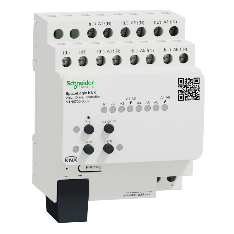Schneider Electric Heating Actuator, SpaceLogic KNX, Valve Drive Controller, 6 outputs, white, Supply KNX 12 mA MTN6730-0002