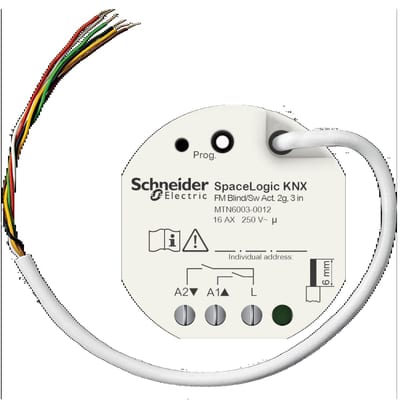 Schneider Electric Blind/switch actuator, SpaceLogic KNX, 2 gang, flush, 3 binary inputs, KNX Secure, Supply KNX 18 mA MTN6003-0012