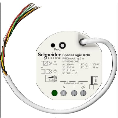 Schneider Electric MTN6003-0013 SpaceLogic KNX Dimmer Actuator, Universal, Flush, 3 Binary Inputs