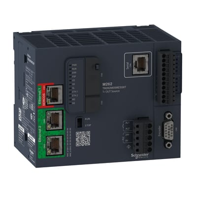 Schneider Electric motion controller, Modicon M262, 5NS per instruction, 4 axes, optimized Ethernet, Sercos, machine to plant TM262M05MESS8T