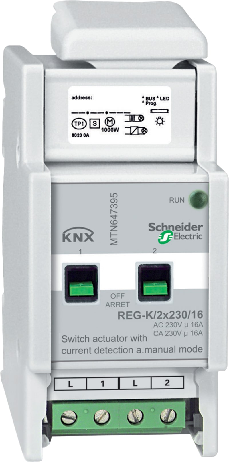 Schneider Electric MTN647395 KNX Switch Actuator REG-K 2x230V/16A Current Detection