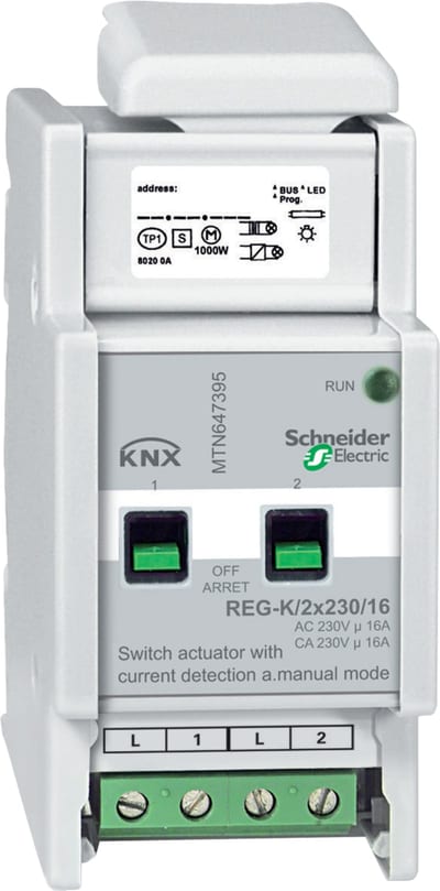 Schneider Electric MTN647395 KNX Switch Actuator REG-K 2x230V/16A Current Detection