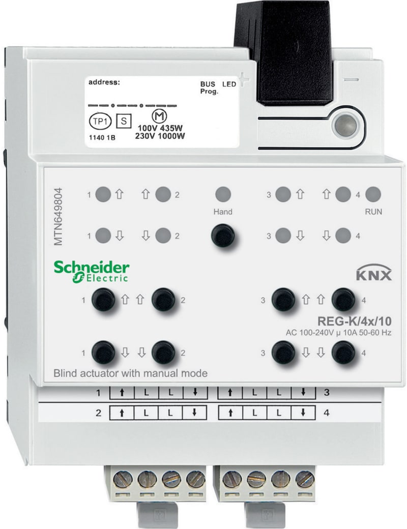 Schneider Electric Blind actuator REG-K/4X/10 with manual mode, light grey MTN649804