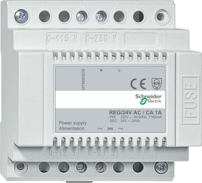 Schneider Electric Power supply, SpaceLogic KNX, REG/24V AC/1A, light grey MTN663529