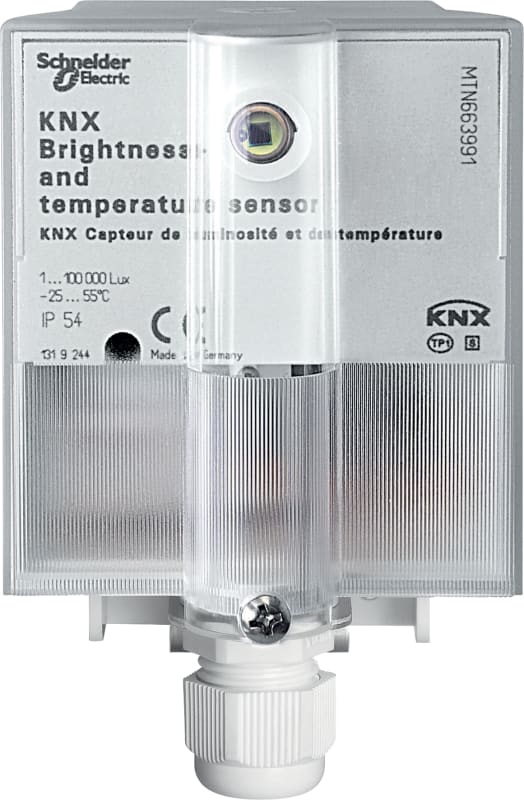 Schneider Electric KNX brightness and temperature sensor, light grey MTN663991