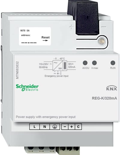 Schneider Electric KNX power supply REG-K/320 mA with emergency power input, light grey MTN683832