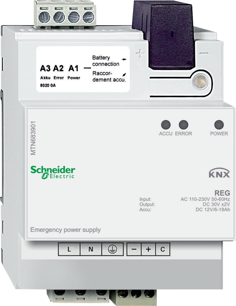 Schneider Electric KNX Emergency Power Supply 230 V AC DIN Rail 4M (MTN683901)