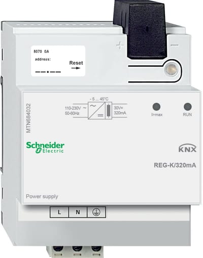 Schneider Electric Power supply, SpaceLogic KNX, 320 mA, light grey MTN684032