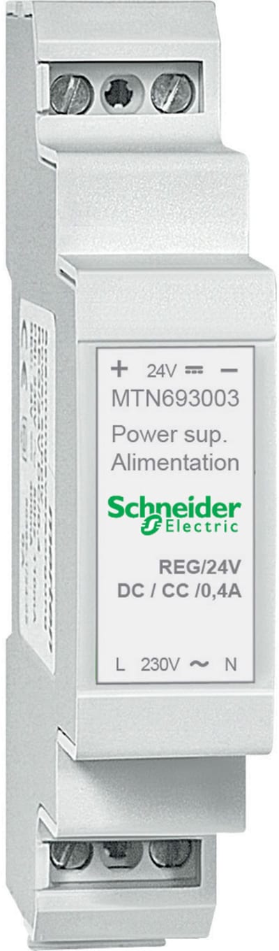 Schneider Electric Power supply, SpaceLogic KNX, REG 24 V DC / 0.4 A, light grey MTN693003