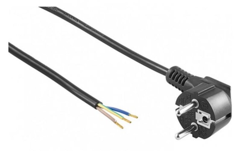 Mains cable, plug 2M 3G1,5MM2, black PVC (15899006)