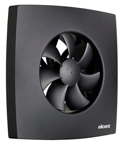 Knut Bø E-max MHY Bathroom Fan Matt Black with Ø80/Ø100/Ø120 Adaptor