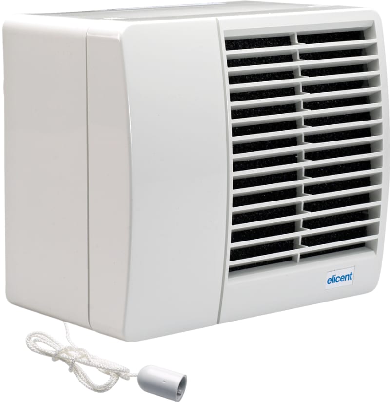 Knut Bø Radia 130 BK 4" Bathroom Fan with Damper and Pull-Cord Switch