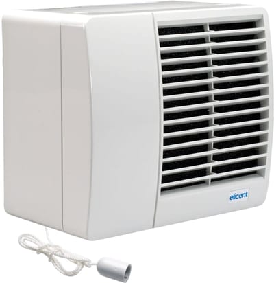 Knut Bø Radia 130 BK 4" Bathroom Fan with Damper and Pull-Cord Switch
