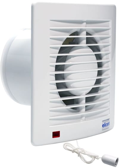Knut Bø Muro-Style 100 B Bathroom Fan Ø100 with Damper and Pull-Cord Switch