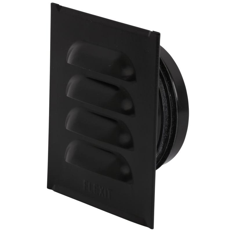 Louvred Grille with spigot steel black Ø100 (118517)