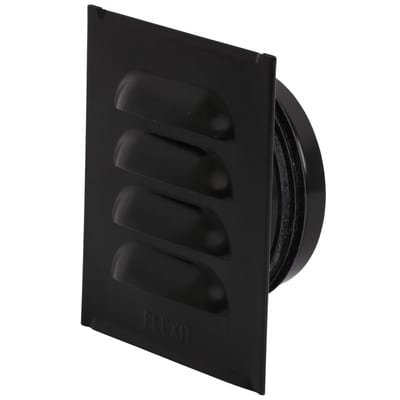 Louvred Grille with spigot steel black Ø100