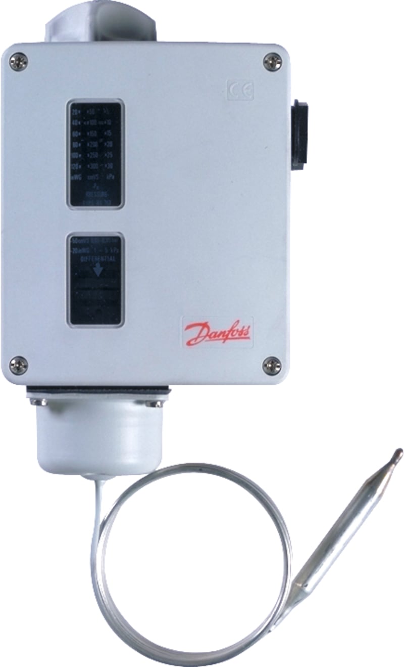Danfoss RT107 Thermostat 70 to 150 degC SPDT Auto Reset, 2 m capillary (017-513566)