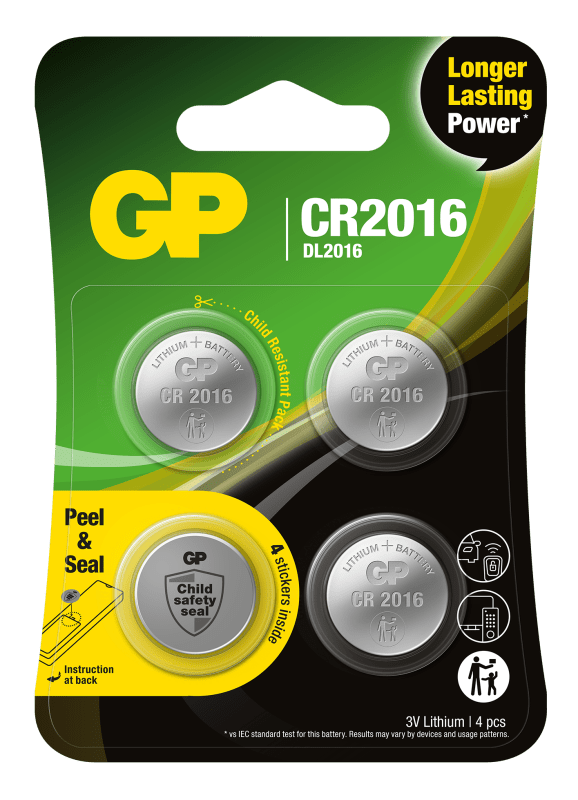 Battery Lithium CR2016 Safety seal 4-P (GPPBL2016170)