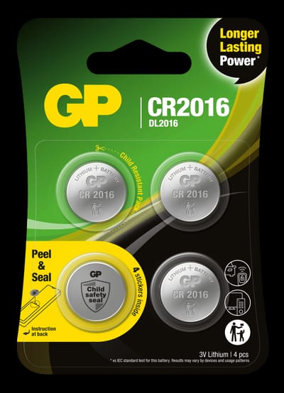 Battery Lithium CR2016 Safety seal 4-P