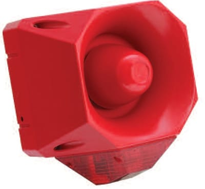 Combined siren and flashing light Red