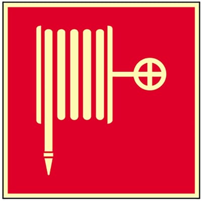 Sign fire hose 20X20 cm aluminium