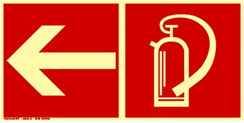 Sign fire extinguisher arrow left-hand 15X30 PVC (607018)