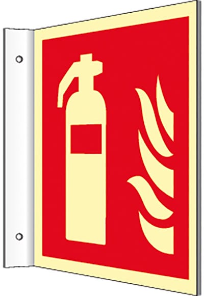 Housegard Fire Extinguisher Sign, Flag Type, 15 × 15 cm