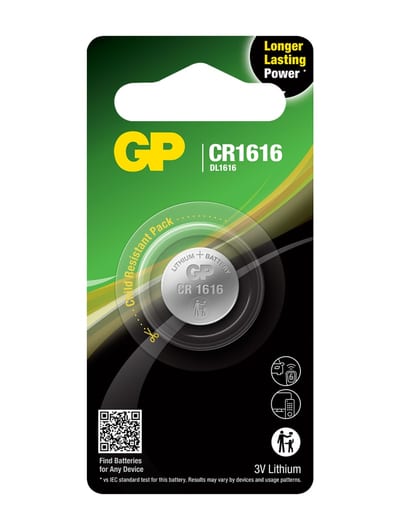 Battery Lithium button cell CR1616 1-Pk