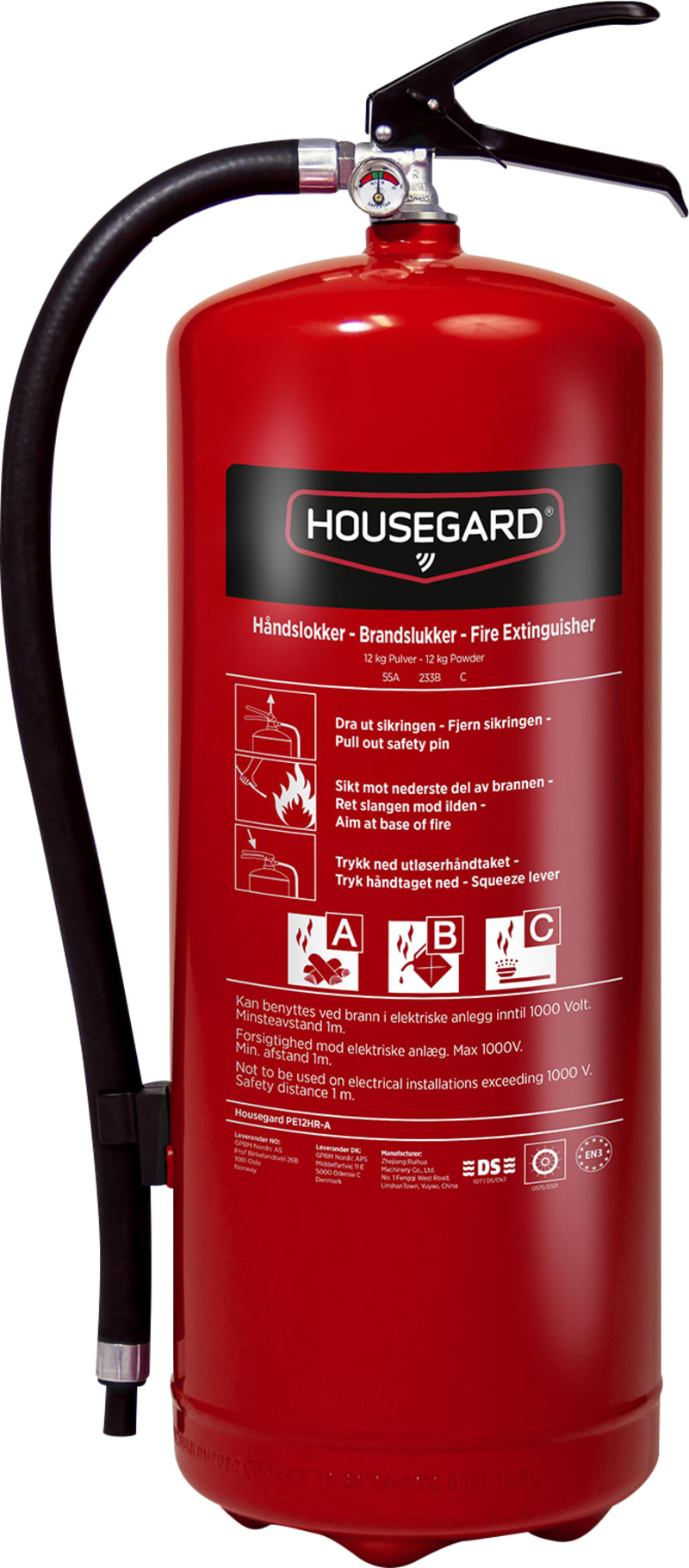 Housegard PE12HR-A Powder Fire Extinguisher 12 kg (PE12HR-A)