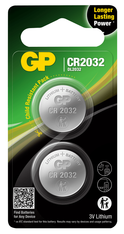Battery Lithium button cell CR2032 2-Pk (GPPBL2032186)