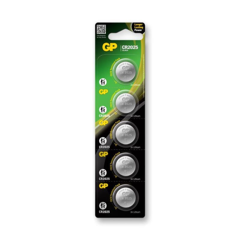 Battery Lithium button cell CR2025 5-Pk (GPPBL2025155)