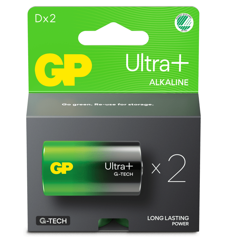 Battery Ultra Plus Alkaline D/LR20 2-Pk (GPPCA13UP031)