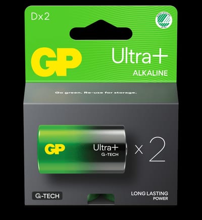 Battery Ultra Plus Alkaline D/LR20 2-Pk