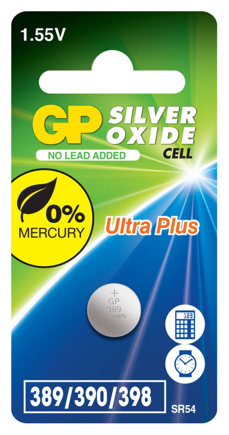 GP Silver Oxide Watch Battery 389/390/398/SR54 Single Pack (GPPBS389F008)