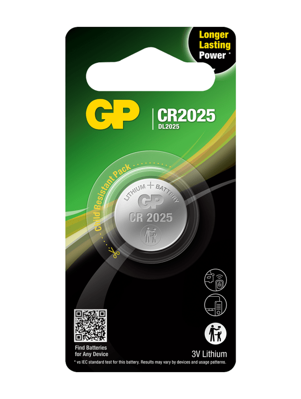 Battery Lithium button cell CR2025 1-Pk (DR2025)