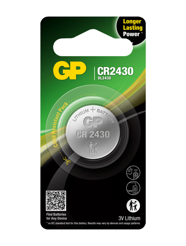 Battery Lithium button cell CR2430 1-Pk (2185)